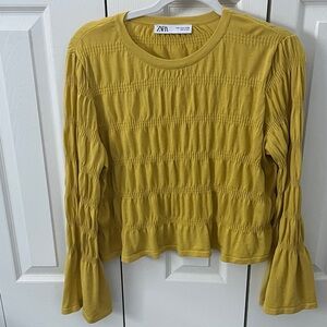 Zara Yellow Ruched Blouse